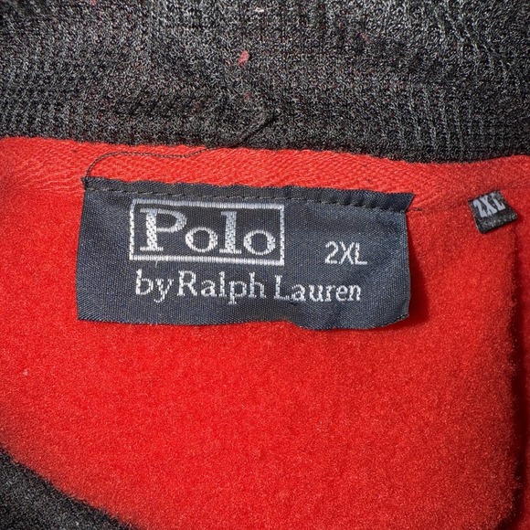 Polo Ralph Lauren Red Zip Hoodie Men's 2XL Full Zip Black Logo Sweatshirt Fleece - Picture 6 of 12